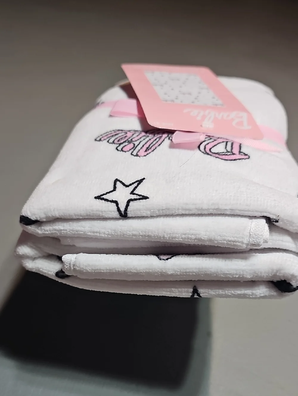 Barbie 2 Pack Bathroom Hand Towels Cotton Barbie Logo Mattel 16 In × 28 In NWT